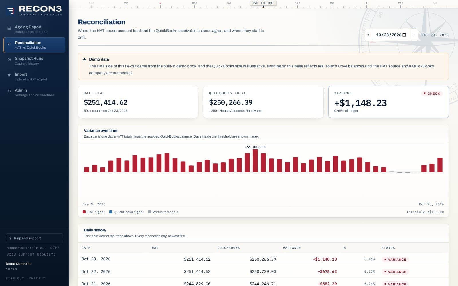 Recon 3 reconciliation portal.